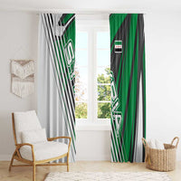 Modern Syria Flag Window Curtain with Green and Black Diagonal Stripe Design