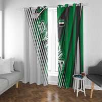 Modern Syria Flag Window Curtain with Green and Black Diagonal Stripe Design
