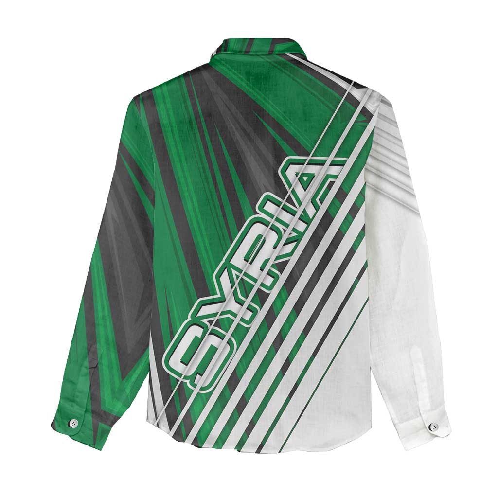 Modern Syria Flag Women Casual Shirt with Green and Black Diagonal Stripe Design