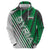 Modern Syria Flag Zip Hoodie with Green and Black Diagonal Stripe Design
