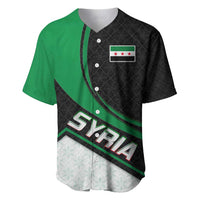 Syria Revolution Emblem Baseball Jersey with Traditional Pattern and Curved Green Black Design
