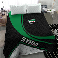 Syria Revolution Emblem Bedding Set with Traditional Pattern and Curved Green Black Design