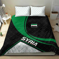Syria Revolution Emblem Bedding Set with Traditional Pattern and Curved Green Black Design
