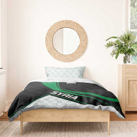 Syria Revolution Emblem Bedding Set with Traditional Pattern and Curved Green Black Design