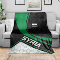 Syria Revolution Emblem Blanket with Traditional Pattern and Curved Green Black Design