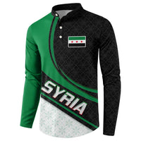 Syria Revolution Emblem Button Sweatshirt with Traditional Pattern and Curved Green Black Design