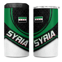 Syria Revolution Emblem 4 in 1 Can Cooler Tumbler with Traditional Pattern and Curved Green Black Design