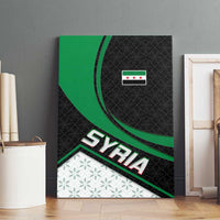 Syria Revolution Emblem Canvas Wall Art with Traditional Pattern and Curved Green Black Design