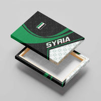 Syria Revolution Emblem Canvas Wall Art with Traditional Pattern and Curved Green Black Design