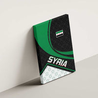 Syria Revolution Emblem Canvas Wall Art with Traditional Pattern and Curved Green Black Design