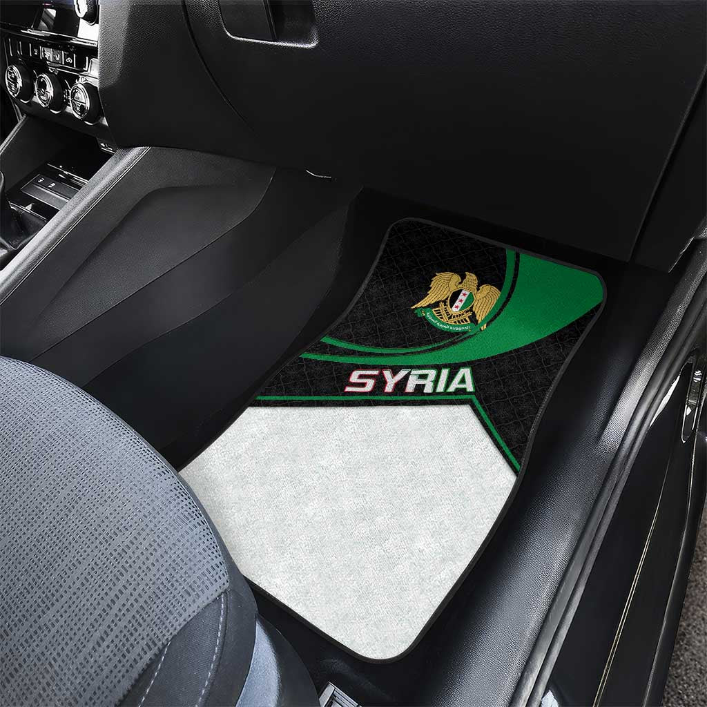 Syria Revolution Emblem Car Mats with Traditional Pattern and Curved Green Black Design