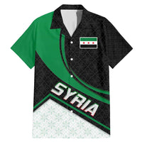 Syria Revolution Emblem Family Matching Mermaid Dress and Hawaiian Shirt with Traditional Pattern and Curved Green Black Design