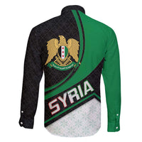Syria Revolution Emblem Family Matching Short Sleeve Bodycon Dress and Hawaiian Shirt with Traditional Pattern and Curved Green Black Design