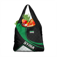 Syria Revolution Emblem Grocery Bag with Traditional Pattern and Curved Green Black Design