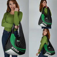 Syria Revolution Emblem Grocery Bag with Traditional Pattern and Curved Green Black Design