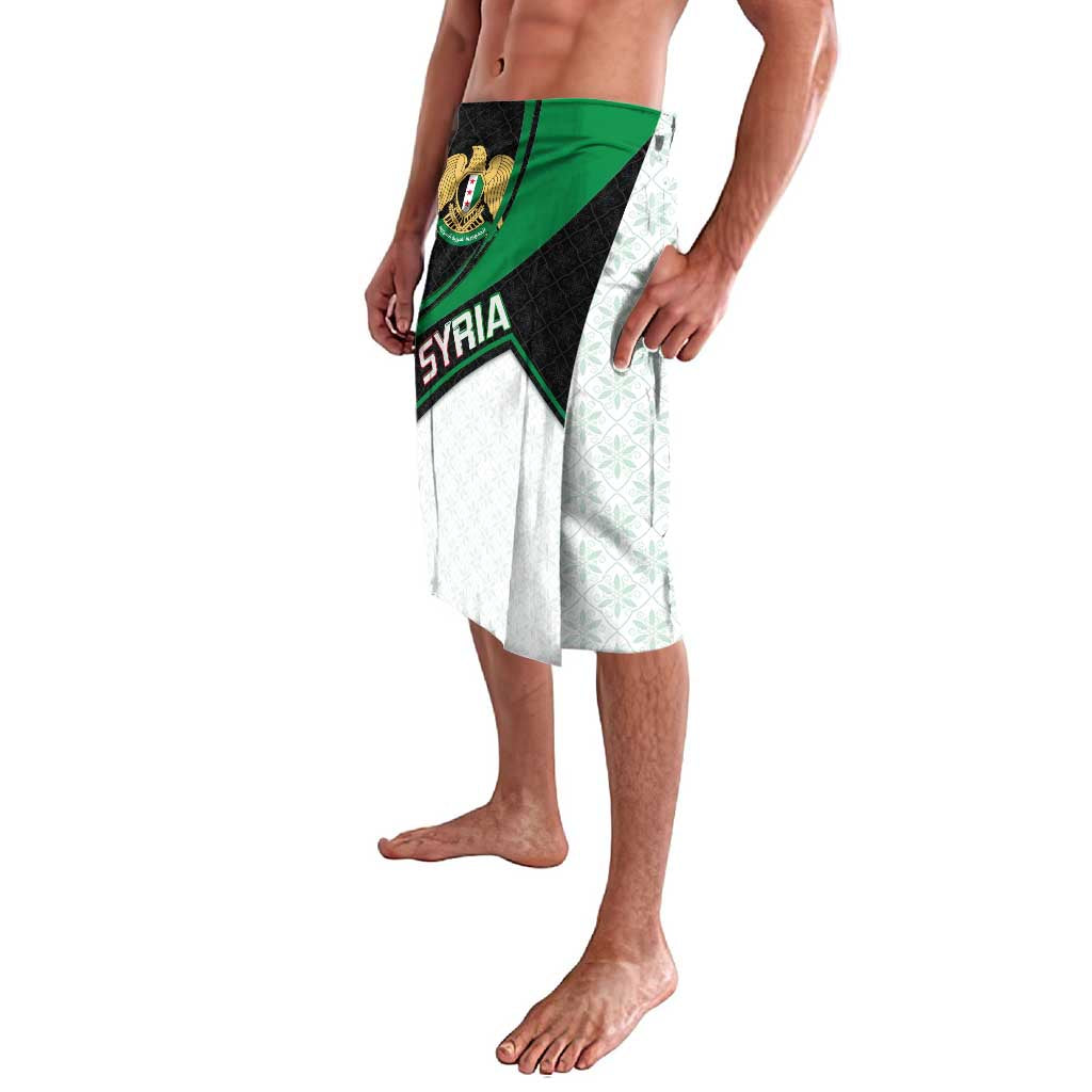 Syria Revolution Emblem Lavalava with Traditional Pattern and Curved Green Black Design