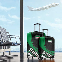 Syria Revolution Emblem Luggage Cover with Traditional Pattern and Curved Green Black Design