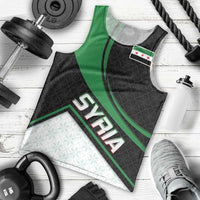 Syria Revolution Emblem Men Tank Top with Traditional Pattern and Curved Green Black Design