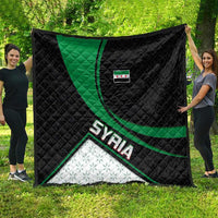 Syria Revolution Emblem Quilt with Traditional Pattern and Curved Green Black Design