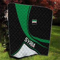 Syria Revolution Emblem Quilt with Traditional Pattern and Curved Green Black Design