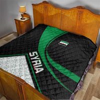 Syria Revolution Emblem Quilt with Traditional Pattern and Curved Green Black Design