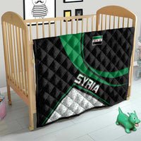 Syria Revolution Emblem Quilt with Traditional Pattern and Curved Green Black Design