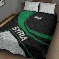 Syria Revolution Emblem Quilt Bed Set with Traditional Pattern and Curved Green Black Design
