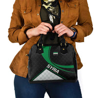 Syria Revolution Emblem Shoulder Handbag with Traditional Pattern and Curved Green Black Design