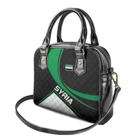Syria Revolution Emblem Shoulder Handbag with Traditional Pattern and Curved Green Black Design