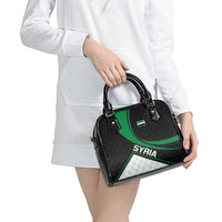 Syria Revolution Emblem Shoulder Handbag with Traditional Pattern and Curved Green Black Design