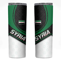 Syria Revolution Emblem Skinny Tumbler with Traditional Pattern and Curved Green Black Design