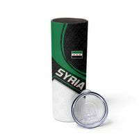 Syria Revolution Emblem Skinny Tumbler with Traditional Pattern and Curved Green Black Design