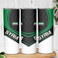 Syria Revolution Emblem Skinny Tumbler with Traditional Pattern and Curved Green Black Design