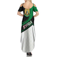 Syria Revolution Emblem Summer Maxi Dress with Traditional Pattern and Curved Green Black Design