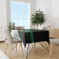 Syria Revolution Emblem Tablecloth with Traditional Pattern and Curved Green Black Design