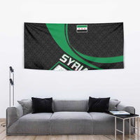 Syria Revolution Emblem Tapestry with Traditional Pattern and Curved Green Black Design
