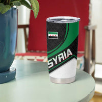 Syria Revolution Emblem Tumbler Cup with Traditional Pattern and Curved Green Black Design