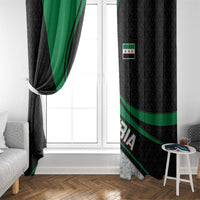 Syria Revolution Emblem Window Curtain with Traditional Pattern and Curved Green Black Design