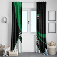 Syria Revolution Emblem Window Curtain with Traditional Pattern and Curved Green Black Design