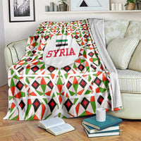 Syria Geometric Pattern Blanket with Traditional Arab Tile Motif and Flag Emblem