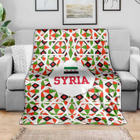 Syria Geometric Pattern Blanket with Traditional Arab Tile Motif and Flag Emblem