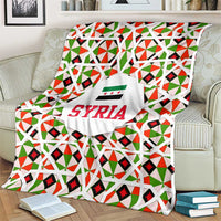 Syria Geometric Pattern Blanket with Traditional Arab Tile Motif and Flag Emblem