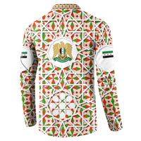 Syria Geometric Pattern Button Sweatshirt with Traditional Arab Tile Motif and Flag Emblem