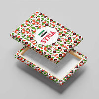 Syria Geometric Pattern Canvas Wall Art with Traditional Arab Tile Motif and Flag Emblem