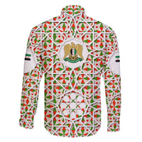 Syria Geometric Pattern Family Matching Long Sleeve Bodycon Dress and Hawaiian Shirt with Traditional Arab Tile Motif and Flag Emblem