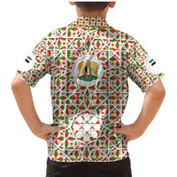 Syria Geometric Pattern Family Matching Mermaid Dress and Hawaiian Shirt with Traditional Arab Tile Motif and Flag Emblem