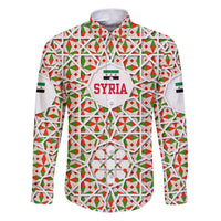 Syria Geometric Pattern Family Matching Puletasi and Hawaiian Shirt with Traditional Arab Tile Motif and Flag Emblem