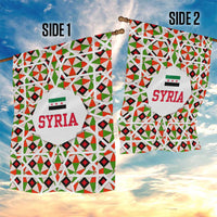 Syria Geometric Pattern Garden Flag with Traditional Arab Tile Motif and Flag Emblem