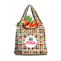 Syria Geometric Pattern Grocery Bag with Traditional Arab Tile Motif and Flag Emblem