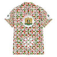 Syria Geometric Pattern Hawaiian Shirt with Traditional Arab Tile Motif and Flag Emblem